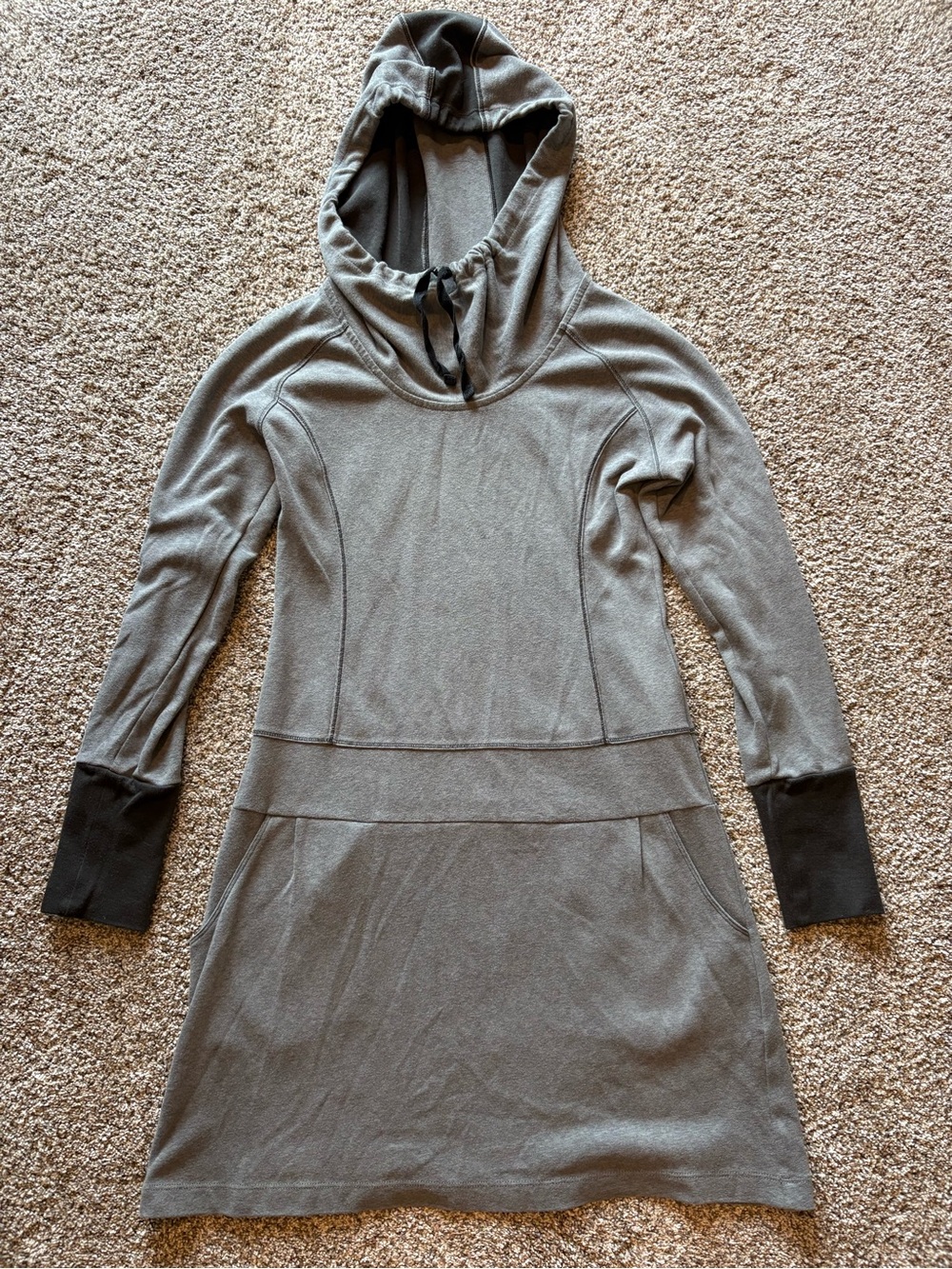 Columbia Gray Hooded Long-Sleeve Sweatshirt Dress with Black Cuffs